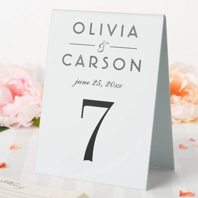 Elegante Black Wedding Monogram Tischnummer Tischaufsteller (In Situ (Hochzeit))