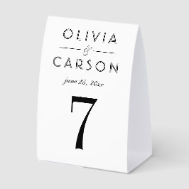 Elegante Black Wedding Monogram Tischnummer Tischaufsteller