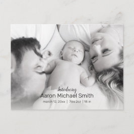 Elegante Black & White 2 Foto Geburtserklärung Postkarte