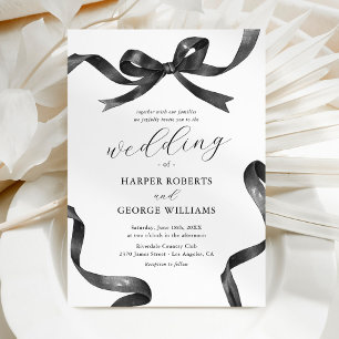 Elegante Black & White Bow Wedding Einladung