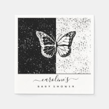 Elegante Black & White Butterfly Babydusche gepunk