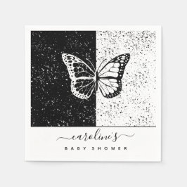 Elegante Black & White Butterfly Babydusche gepunk Serviette
