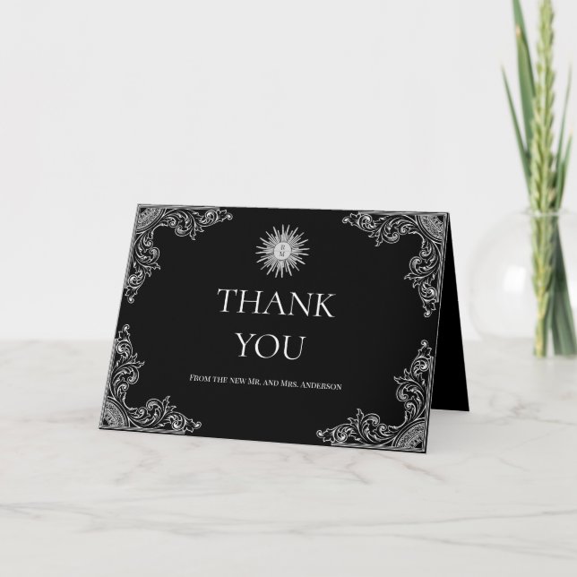 Elegante Black & White Custom Wedding Dankeschön K Dankeskarte (Vorderseite)