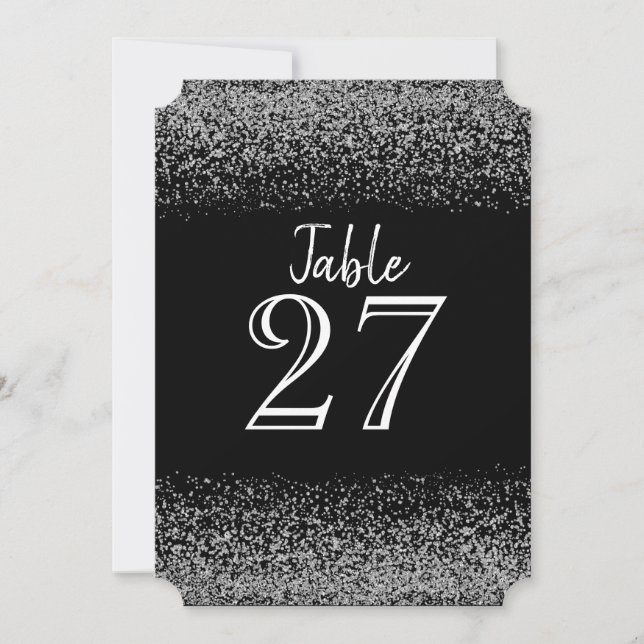 Elegante Black & White Diamond Wedding Table Card Einladung (Vorderseite)