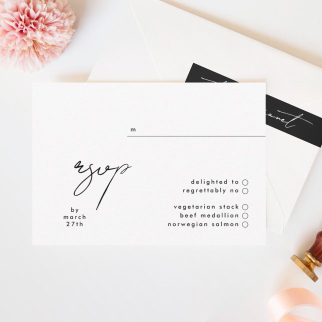 Elegante Black & White Simple Wedding RSVP Card (RSVP showcasing suite - additional items (bought separately))