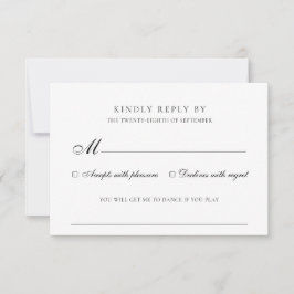 Elegante Black & White Song-Hochzeit RSVP Karte