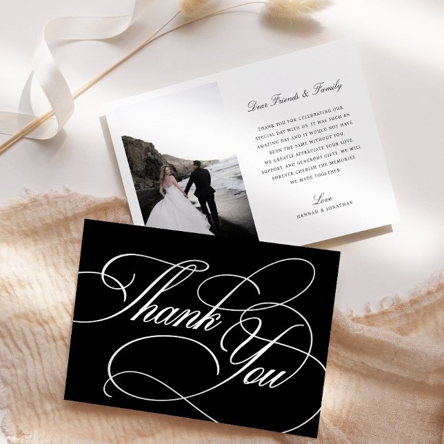Elegante Black & White Wedding Dankeschön Karte (Von Creator hochgeladen)