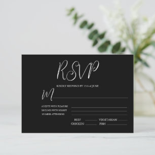 Elegante Black & White Wedding RSVP Karte