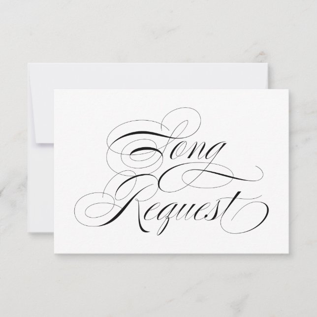 Elegante Black & White Wedding Song Request Card (Vorderseite)