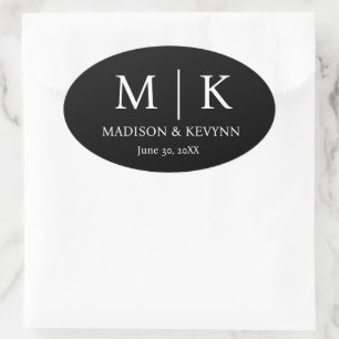 Elegante Black & White Wedding Umschlag Aufkleber