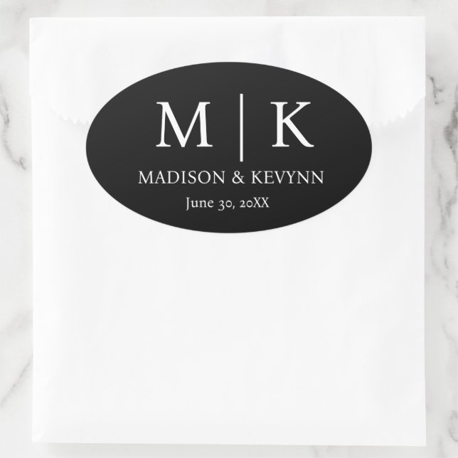 Elegante Black & White Wedding Umschlag Aufkleber (Tasche)