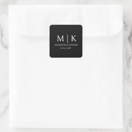 Elegante Black & White Wedding Umschlag Aufkleber