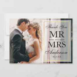 Elegante Black & White Wedding Vielen Dank Foto GF Dankeskarte