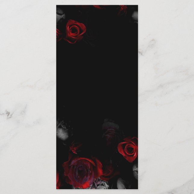 Elegante Blank Black and Red Floral Wedding Card Menükarte (Vorderseite)