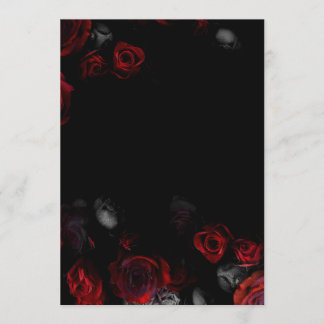 Elegante Blank Black and Red Floral Wedding Menükarte