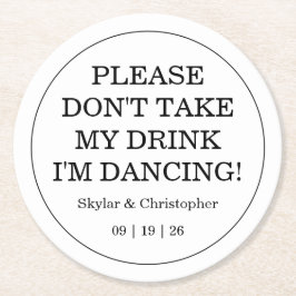 Elegante Blank & White Wedding Runder Pappuntersetzer