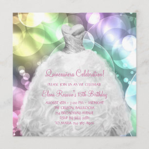 Elegante Blasen Rosa und Lila Quinceanera Einladung