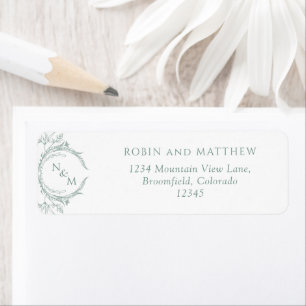 Elegante, blass grüne Monogramm-Hochzeitsstimmung