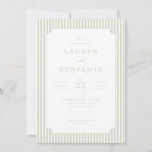 Elegante, blassgrüne, minimalistische Hochzeitsein Einladung