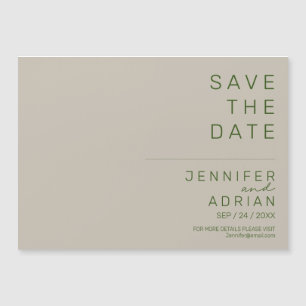 Elegante Blasssilber Minimal Save the Date modern Magnetkarte