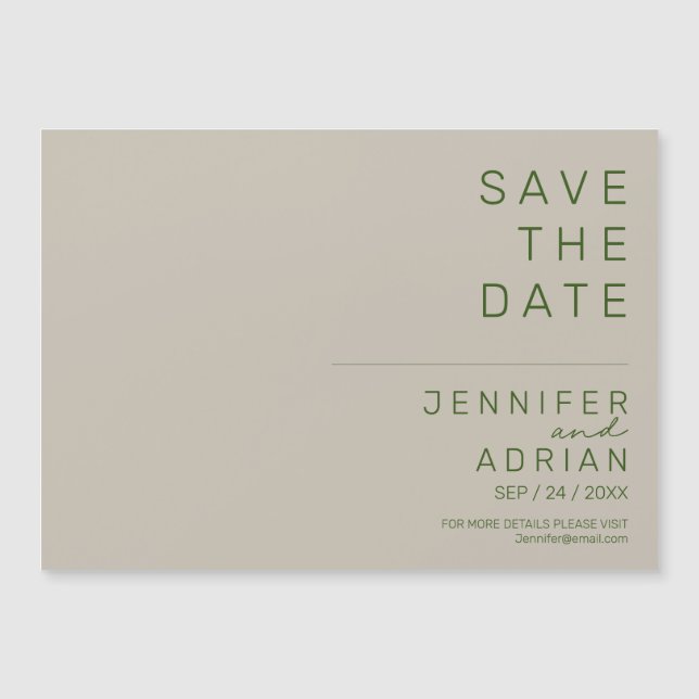 Elegante Blasssilber Minimal Save the Date modern Magnetkarte (Vorderseite)