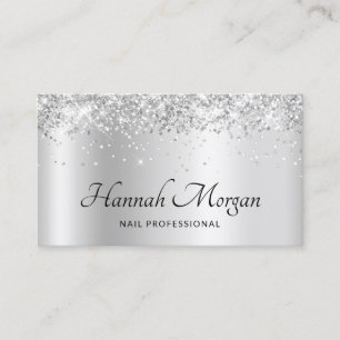 Elegante Blasssilber Satin Ombre Foil and Glitzer Visitenkarte