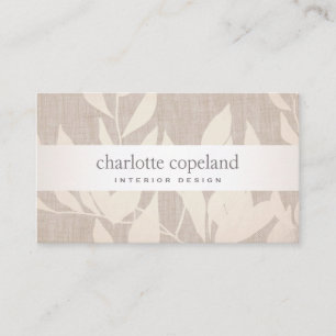 Elegante Blätter Chic Interior Design Beige Natur Visitenkarte