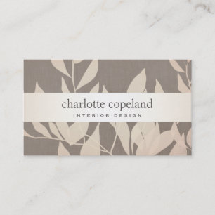 Elegante Blätter Chic Interior Design Taupe Nature Visitenkarte