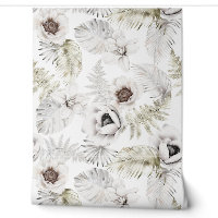 Elegante Blätter des White Tropical Florals Palm