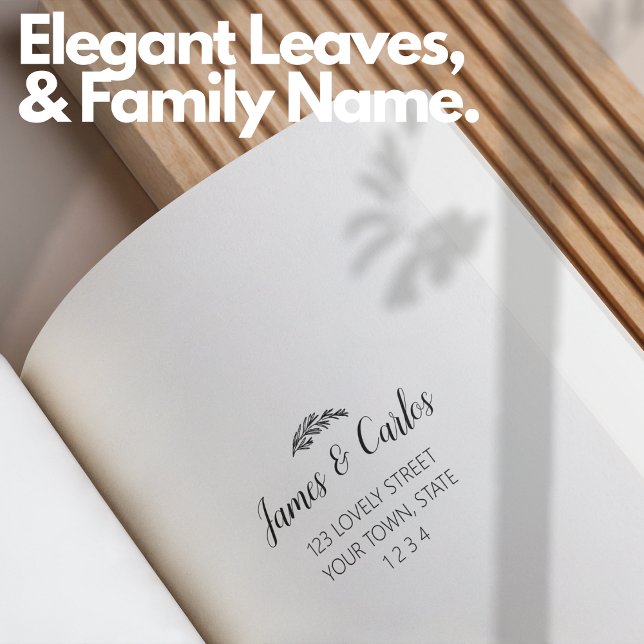Elegante Blätter Familienname Rückgabeadresse Permastempel (Elegant Leaves Family Name Return Adress Self-inking Stamp)