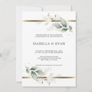 ELEGANTE Blätter Foliage Gold Watercolor WEDD INV Einladung