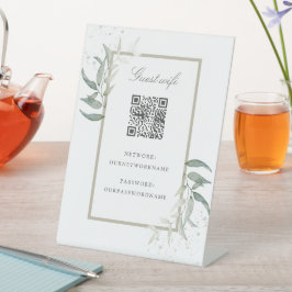 Elegante Blätter Gast Wifi qr-Code Sockelschild