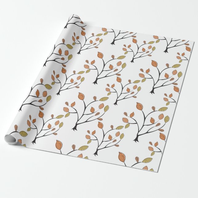 Elegante Blätter Geschenkpapier (Ungerollt)