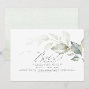Elegante Blätter Grüne Landschaft Elegantes Brautp Einladung