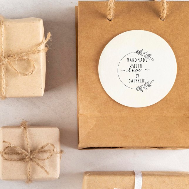 Elegante Blätter Handmade mit Liebe Individuelle N Permastempel (Von Creator hochgeladen)