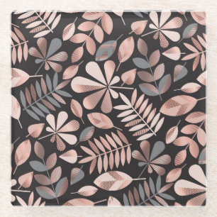 Elegante Blätter im Herbst: Pastellgeometrisch Glasuntersetzer
