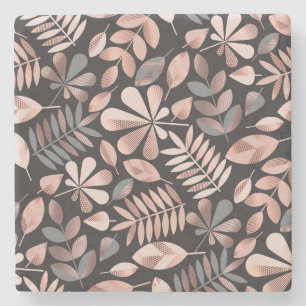 Elegante Blätter im Herbst: Pastellgeometrisch Steinuntersetzer