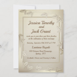 Elegante Blätter in Gold Wedding Einladung