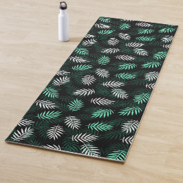 Elegante Blätter in Weiß und Grün | Yoga Mat Yogamatte