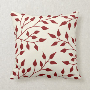 Elegante Blätter Kissen / Burgund