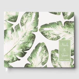 Elegante Blätter mit Hochzeiten von White Green Tr Gästebuch
