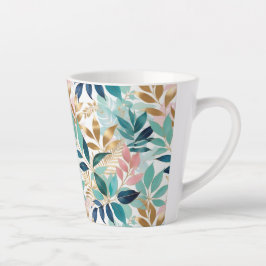 Elegante Blätter Muster Aqua Pink Imitate Gold Hüb Milchtasse