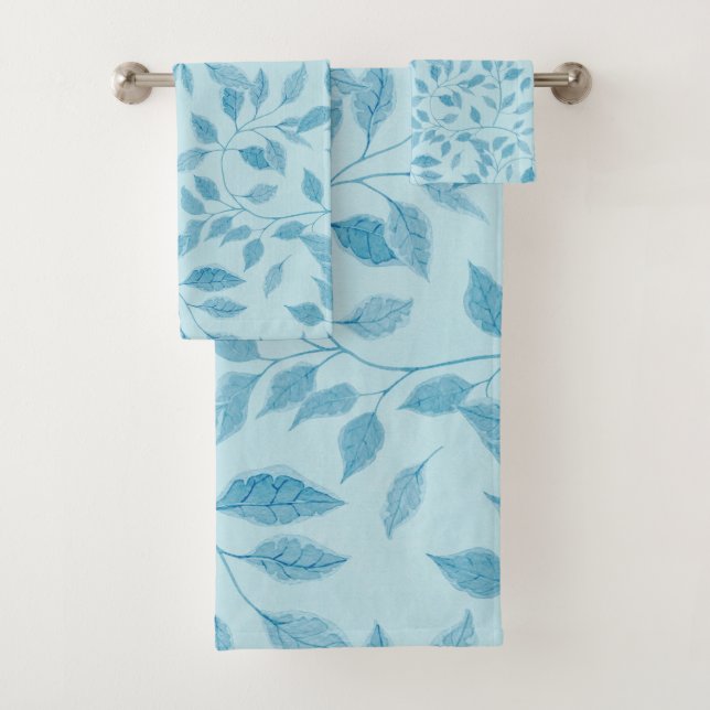 Elegante Blätter Muster Papier Textur Hintergrund  Badhandtuch Set (Insitu)