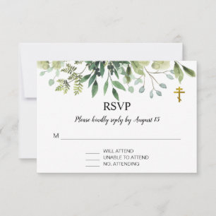 Elegante Blätter Orthodoxe Christliche Taufe UAWG RSVP Karte