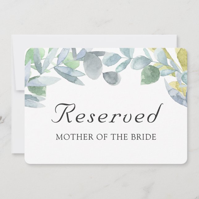 Elegante Blätter. Platzkarte für Hochzeiten reserv (Vorderseite)