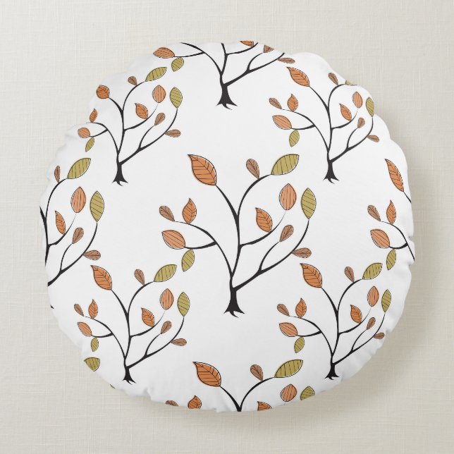 Elegante Blätter Rundes Kissen (Vorderseite)