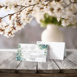 Elegante Blätter Wasserfarben Faltete Platzkarte