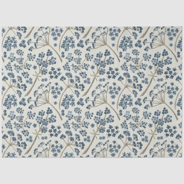 Elegante Blau-Aquarellfarben-Blume Seidenpapier (Vorderseite)