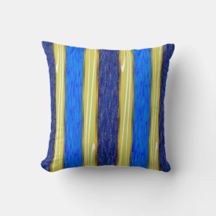 Elegante blau-goldgestreifte Lumbar- und Gewindeki Kissen