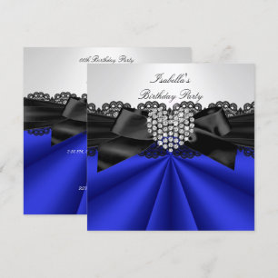 Elegante Blau Schwarz Weiß Diamant Geburtstagsfeie Einladung
